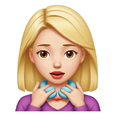 girl with hands crossed on her neck squinting her eyes with her tounge out sticker