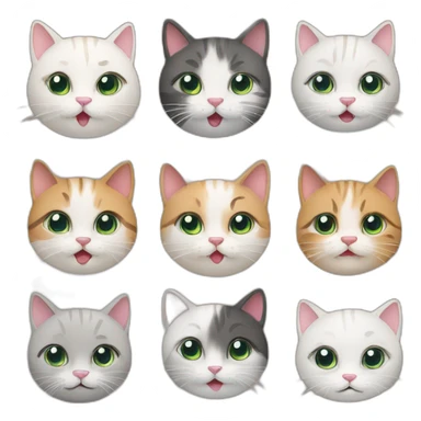 various cat face expressions sticker