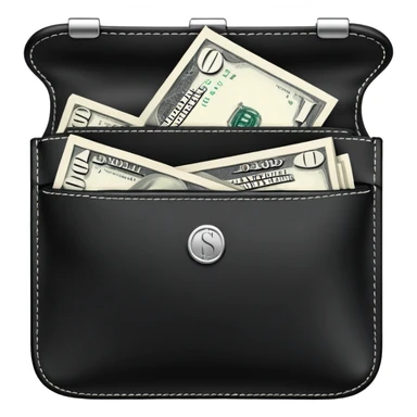 elegant black purse with dollar bills sticking out sticker