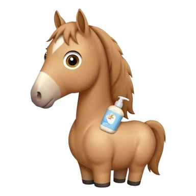 A cartoon horse holding johnson baby body lotion sticker