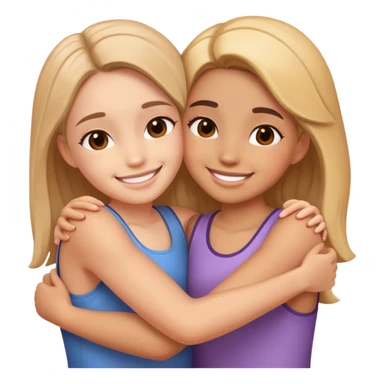 Two girls hug each other sticker