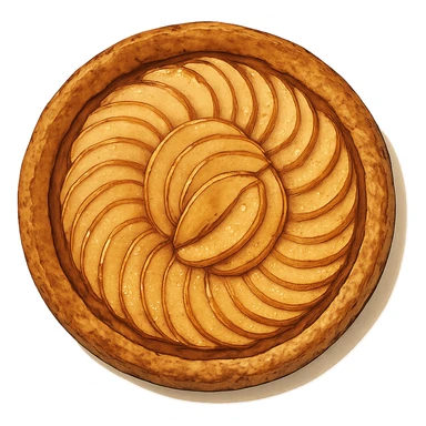 apple tart seen from above, realistic ghibli style sticker