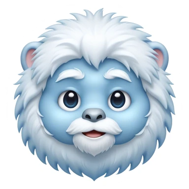 Cinematic Cute Yeti Portrait Emoji, with a charming, small, fluffy form in soft snowy whites and cool blues, featuring big, innocent eyes and a shy, gentle smile, simplified yet irresistibly endearing, highly detailed with a soft glowing outline that captures the whimsical charm of a friendly yeti ready for a cuddle! sticker