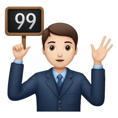 a jury member holding a scoreboard with the number 9 over their head, simple, expressive sticker