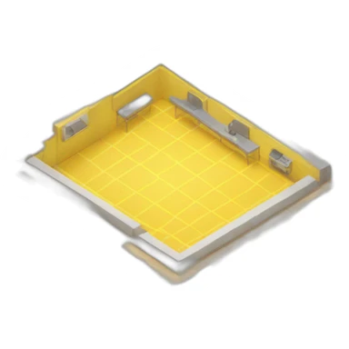 isometric square floor layout yellow lines border sticker