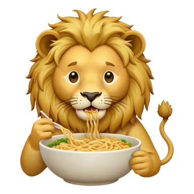 lion eating noodle sticker