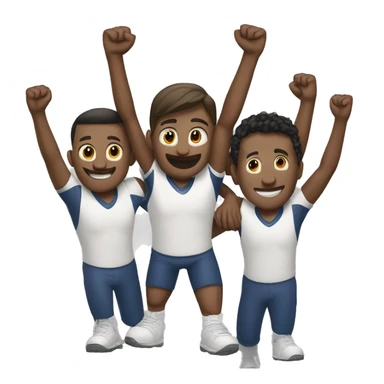 team of 5 with arms up sticker