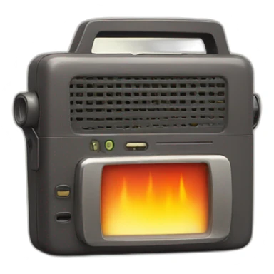 retro beeper on fire sticker