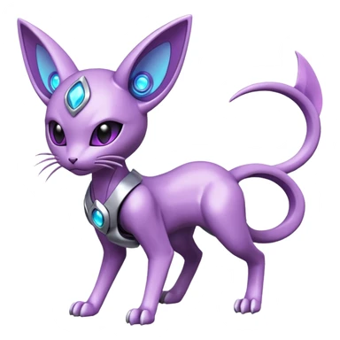 Mechanical Miraidon-Espeon-Mewtwo-Fakémon-hybrid-creature (full body) with glowing eyes  sticker