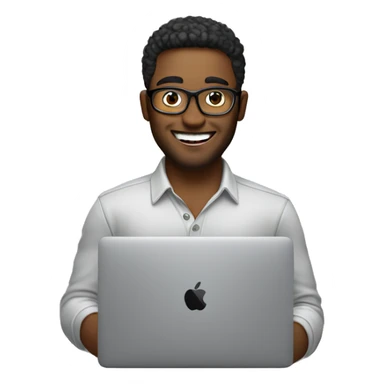 happy Graphic designer whit a MacBook  sticker