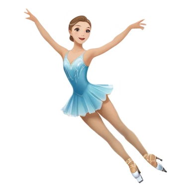 An icon featuring a graceful figure skater performing a spin on the ice. The background includes a grand ice rink palace with shining spotlights and cheering spectators in the stands. Transparent background highlights the elegance and artistry of figure skating sticker