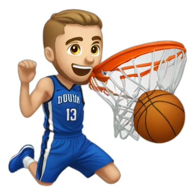 Squeezie qui met un dunk sticker