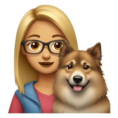Girl with glasses and eurasier dog  sticker
