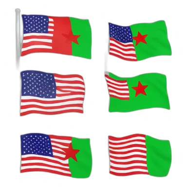 The flag is green at the top, white in the middle, with three red stars, and black at the bottom sticker