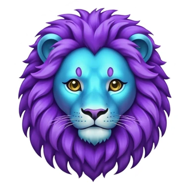 glitter purple and cian lion sticker