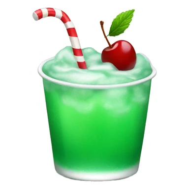Green plain peppermint soda with a cherry sticker