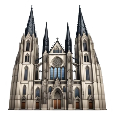 Cinematic Realistic Cologne Cathedral Landmark Emoji, showcasing Gothic architecture rendered with detailed stone textures and majestic, dynamic lighting. two tall towers on either side sticker