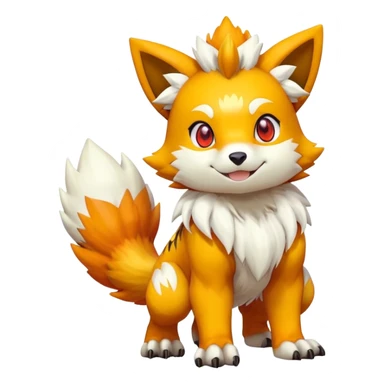 Cute Shiny Agumon-Arcanine-Renamon-Fakémon-hybrid-creature (full body)  sticker
