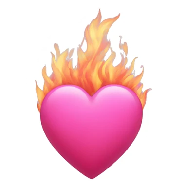 pink heart fire sticker