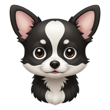 A black and white chihuahua emoji please witha white line on the center of head sticker