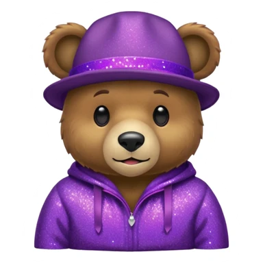 Urso adulto com boné roxo com glitter sticker
