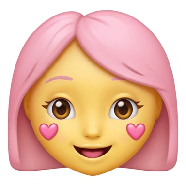 cute emoji, heart eyes, playful grin, pastel pink and yellow, no background sticker