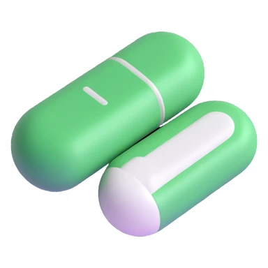 green and white pill sticker
