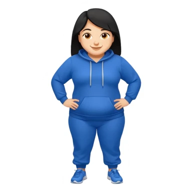 a pretty bratz tan girl who is very very fat . Hair color black. blue Jogging outfit sticker