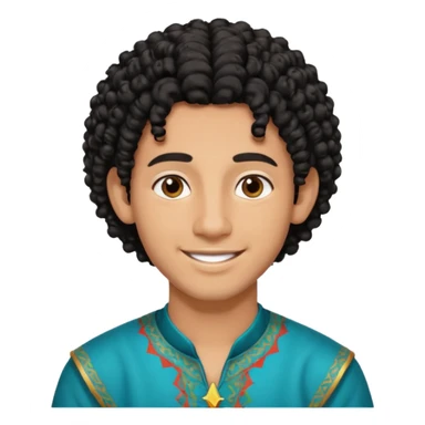 Young man with black curly hair cascade Haircut and light dark skin, moroccan / amazingh race sticker