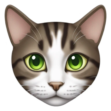 Dark brown and white Tabby Cat with green eyes, laying on the side sticker