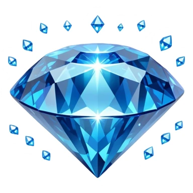 A sparkling blue diamond with a perfect cut, floating in the air. It is surrounded by a light magical glow. A symbol of value and uniqueness. sticker