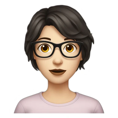 Ex girlfriend short glasses dark hair white skin sticker