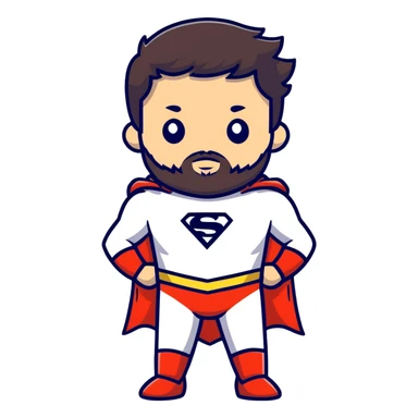 kid with beard wearing homemade superhero costume sticker
