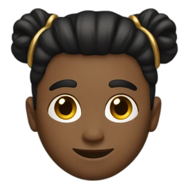 brown color guy with black  man bun and gold GG logo above head sticker