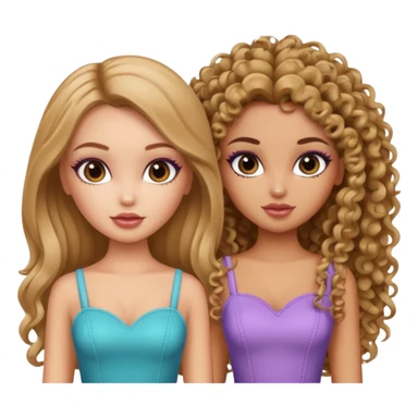 2 pretty bratz fair girls. One has straight hair and is tan. One is fair with curly hair sticker