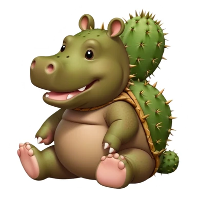 Cactus hippo with one leg and one foot wearing a sandle sticker