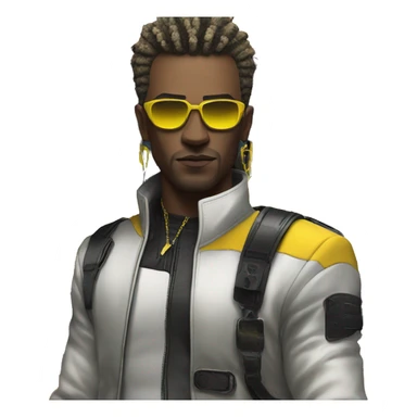 male cyber punk in front of Yellow Lamborghini  sticker