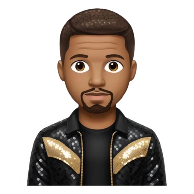  Stevie J, Record Producer with dark brown hair, black sequin outfit sticker