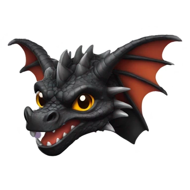 Black fantasy style dragon emoji sticker