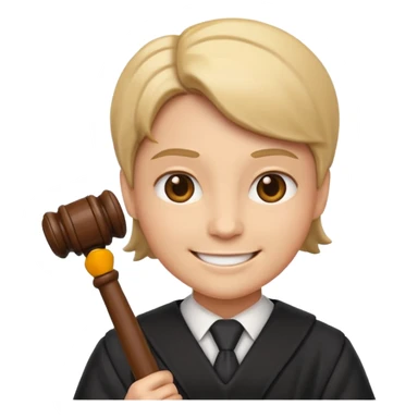 legal expert emoji, professional person with a gavel, confident expression sticker