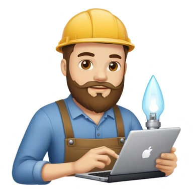 Man with a beard working on sticker