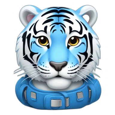 Blue cartoon tiger, white belly with the word Safebooks in the middle of its belly sticker