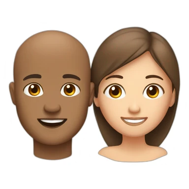 Brown male shave head with white brunet female sticker