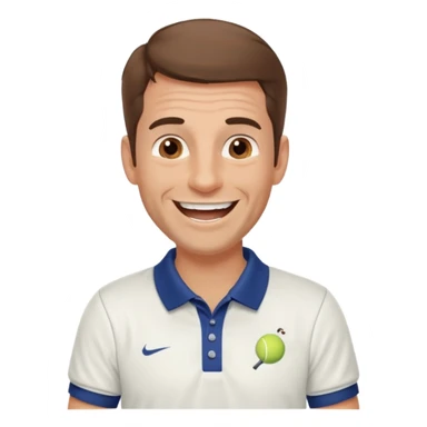 Profesor de tenis masculino sin barba con pelo marrón riendose sticker