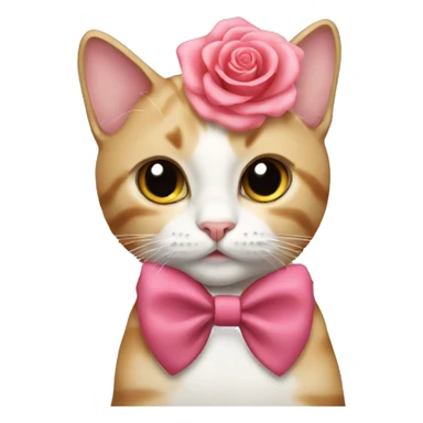 Cat with a rose bow sticker