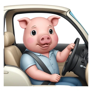 Tired pig driving  sticker