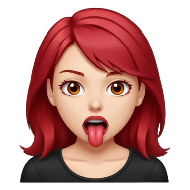 Dark red haired girl biting her lip sexually and aggressively  sticker