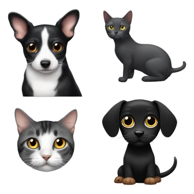 A dachshund with a black cat and a grey cat sticker