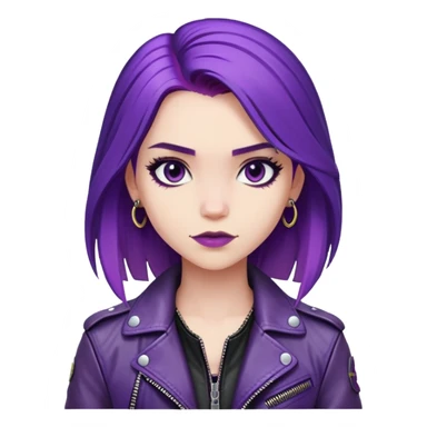 Mal from Descendants, purple hair, leather jacket, edgy style sticker