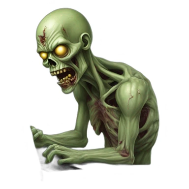 zombie coding on a laptop hyperrealistic sticker